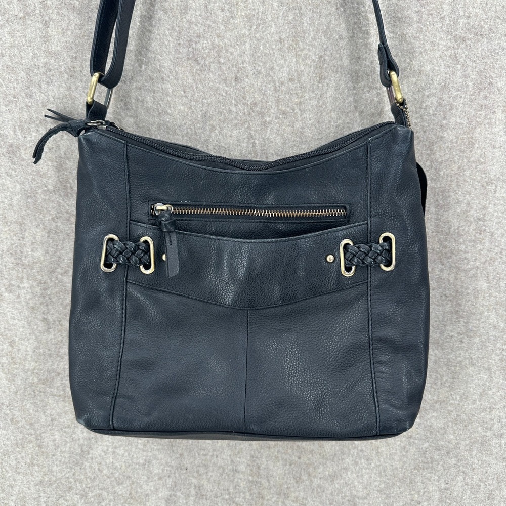 Great American Leather Works Crossbody Bag Womens Medium Black Pebble Leather